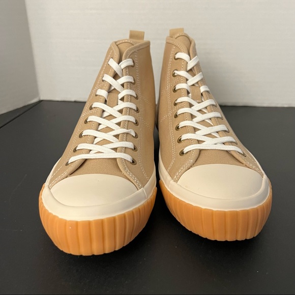 J.Crew Tan Canvas High Top Sneakers Shoes Sz 10 New - Picture 4 of 8